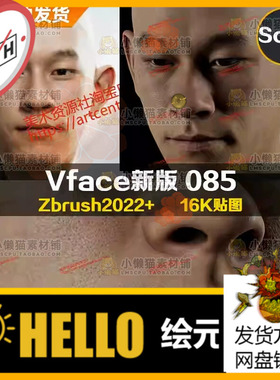XYZ/Vface新版ZBrush写实高清扫描模型头16K皮肤贴图Chin-hwa085