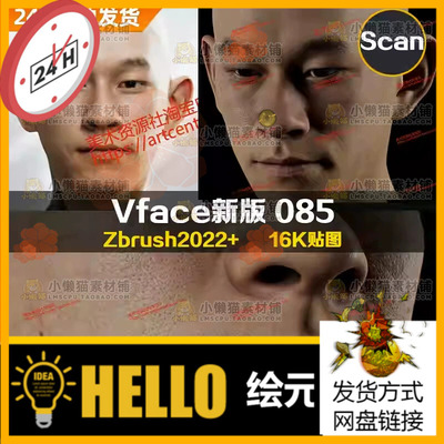 XYZ/Vface新版ZBrush写实高清扫描模型头16K皮肤贴图Chin-hwa085