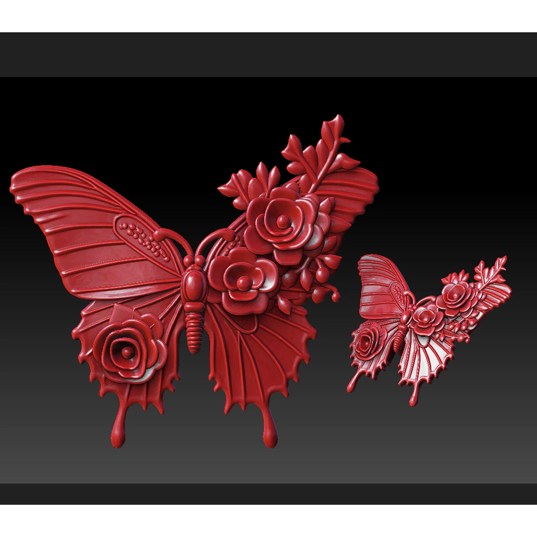 蝴蝶 圆雕图 STL平雕 JDP 模型图 3D打印2168