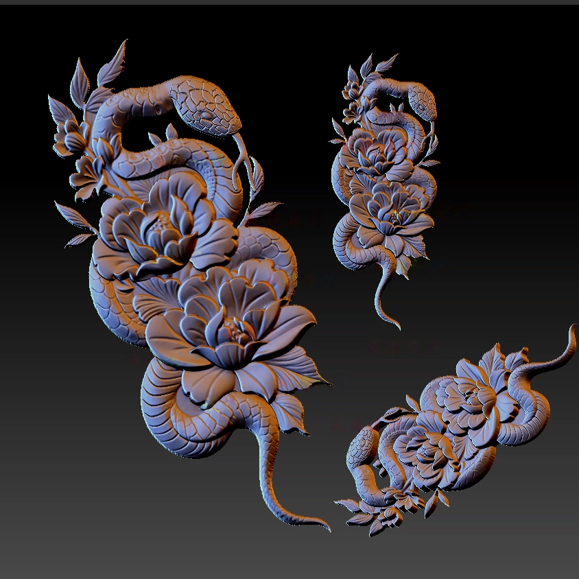 花 精雕图JDP 单面 STL模型图玉雕图3D打印1649