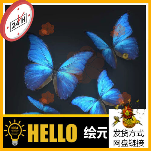 蓝闪蝶蝴蝶3d模型zbrush c4d max blender昆虫蝴蝶素材