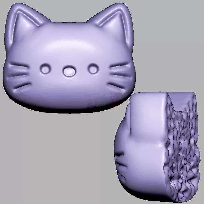 小猫猫头配饰手串饼干三维立体图圆雕图STL文件雕刻机3D模型3005