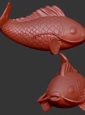 鱼动物鲤鱼三维立体图圆雕图stl文件雕刻机3d模型2514