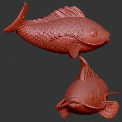 鱼动物鲤鱼三维立体图圆雕图stl文件雕刻机3d模型2514