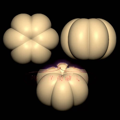 瓜珠六瓣南瓜珠三维立体图圆雕图纸stl文件雕刻机3d模型2611