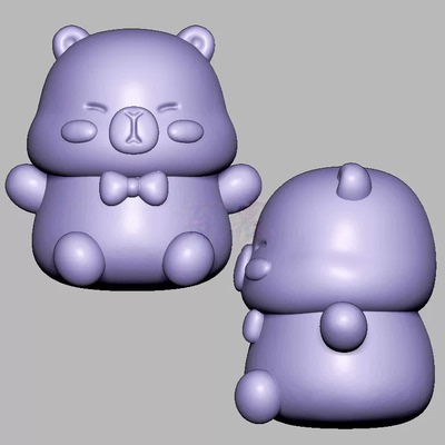 卡皮巴拉豚鼠三维立体图3d打印STL文件圆雕图雕刻机3D模型1662