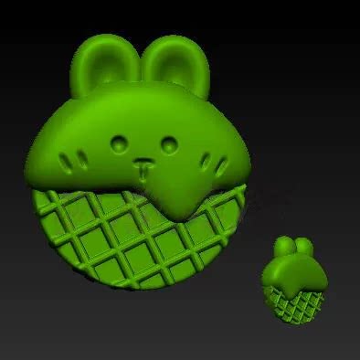 华夫饼干小兔三维立体图圆雕图STL图萌宠雕刻图3D打印模型图C863