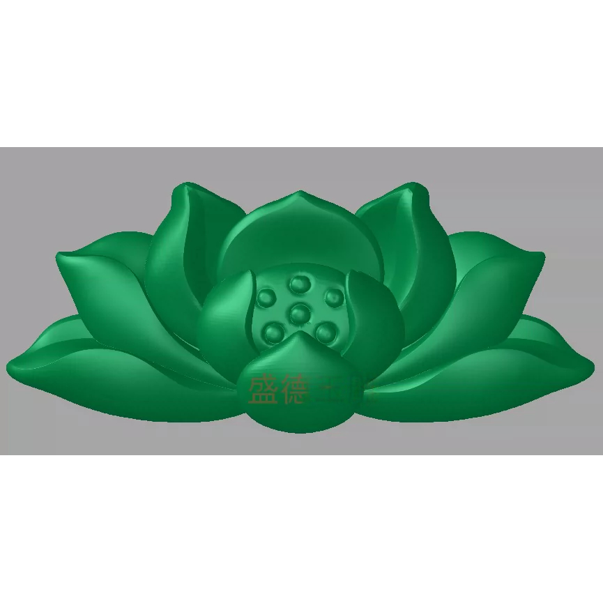 荷花精雕图JDP单面STL圆雕图模型图玉雕图985