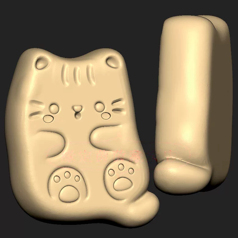 小猫饼干萌宠小猫咪三维立体图圆雕图纸stl文件雕刻机3d模型249