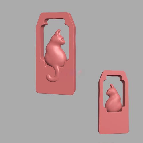 精雕图 立体无相猫楼空可爱猫圆雕图STL机雕文件3D打印模型D5