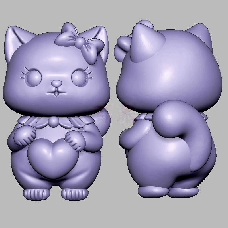 小猫三维立体图电脑圆雕雕刻图纸stl文件3d打印模型1088