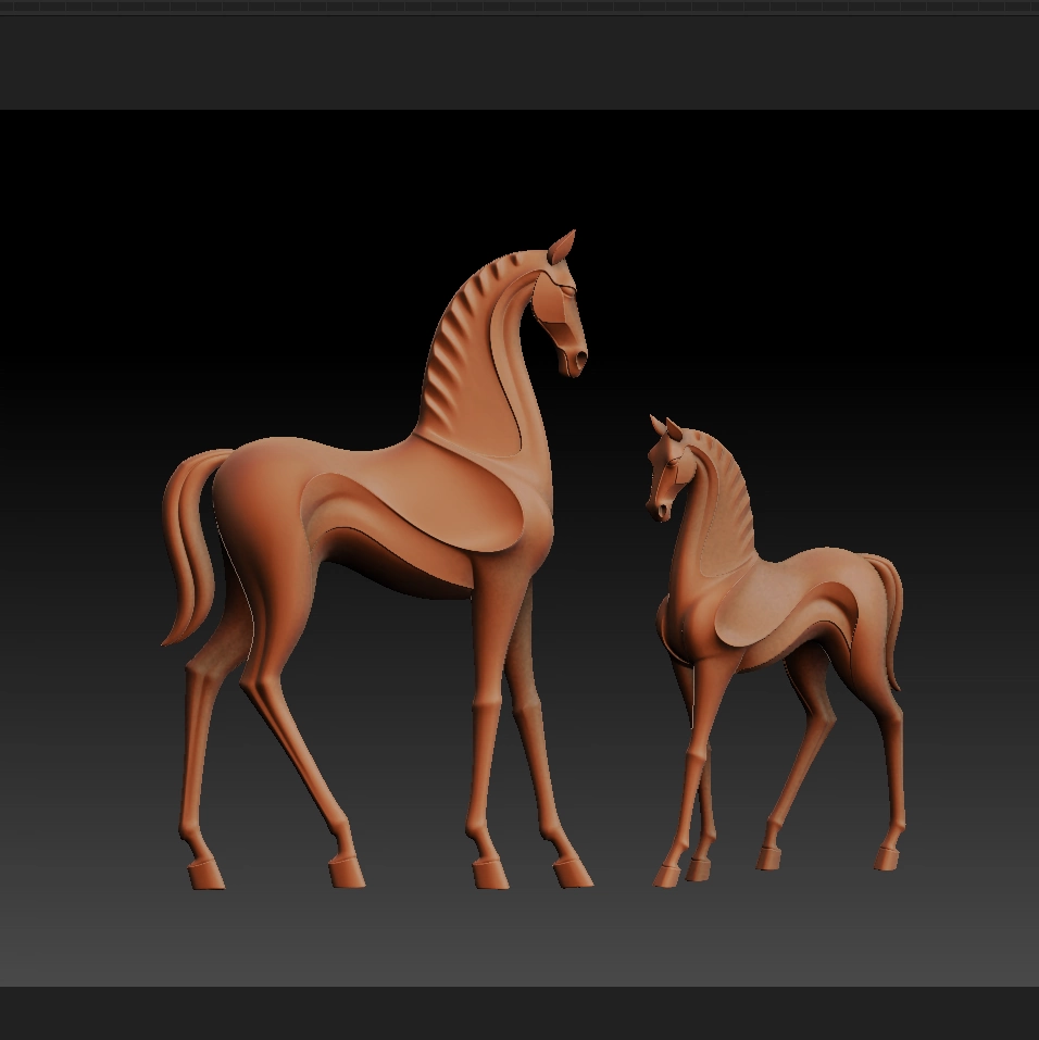 马 圆雕图 STL 模型图 3D打印2098