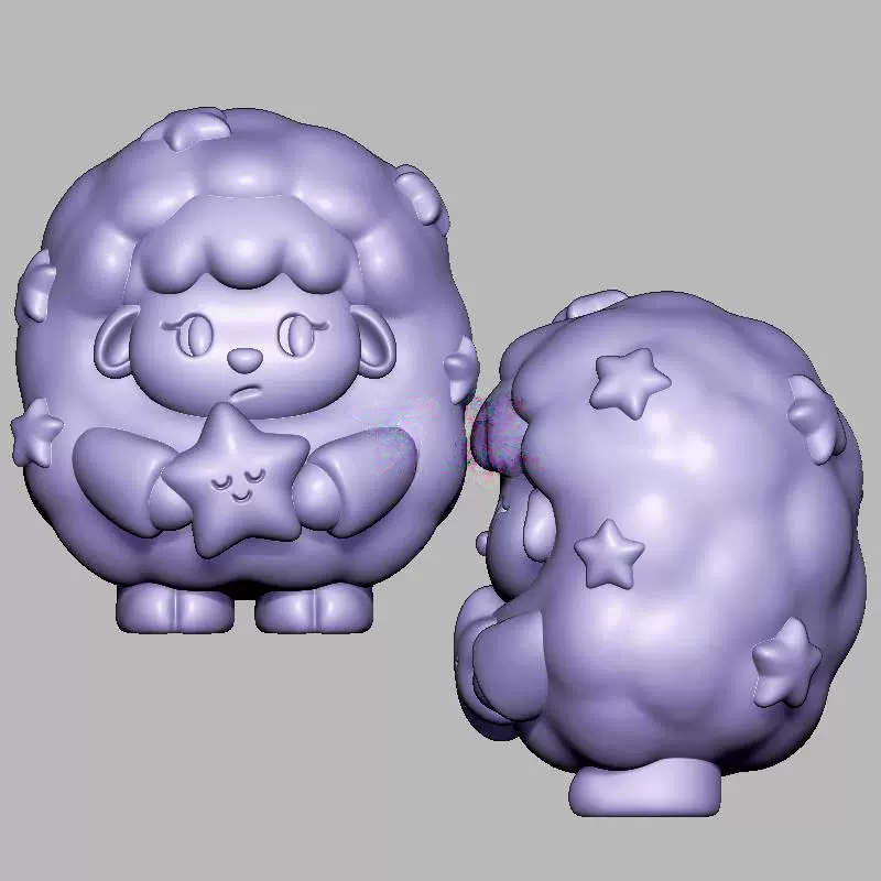 星星小绵羊三维立体图电脑圆雕雕刻图纸stl文件3d打印模型1603
