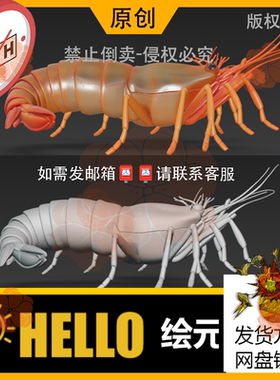 zbrush原创STL海洋生物基围虾海产品3D模型max/usdz/OBJ/FBX/GLB