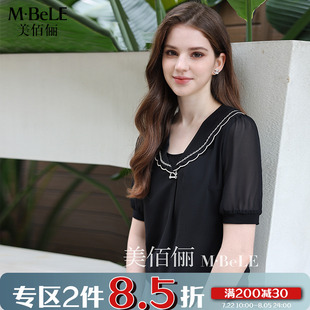 媽媽夏裝 氣質(zhì)襯衫 雪紡衫 寬松洋氣小衫 上衣 女短袖 美佰儷2025年新款