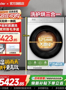 换新补贴海尔出品统帅12kg热泵洗烘一体大容量家用洗衣机滚筒除毛