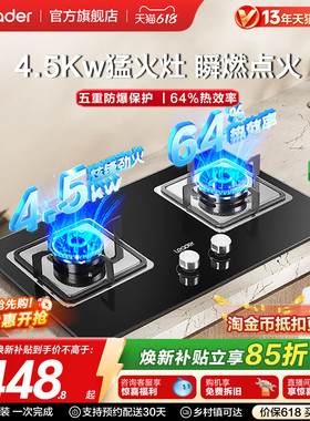 海尔出品统帅4.5Kw天然气双灶家用灶台嵌入式灶具以旧换新QIGL2D