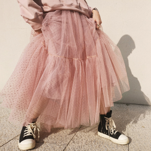 显瘦蓬蓬a字裙长款 网纱半身裙中长款 修身 韩版 女高腰2024春夏新款