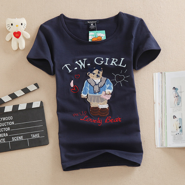2025新款卡通短袖t恤女纯棉显瘦圆领夏季修身学生学院风甜美半袖