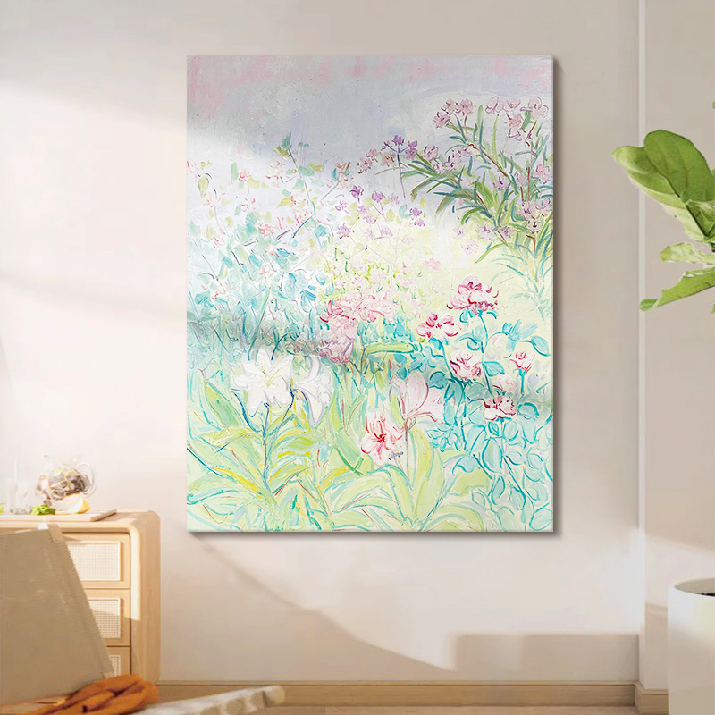 小众艺术马蒂斯纯手绘油画彩色花卉植物装饰画客厅挂画玄关肌理画图片