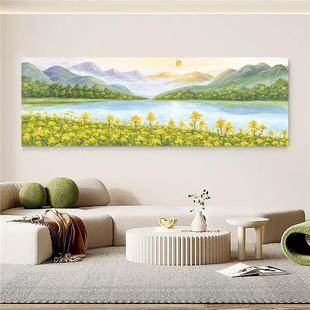 东墙日出纯手绘油画《春回大地》客厅沙发背景墙装饰画高级感挂画