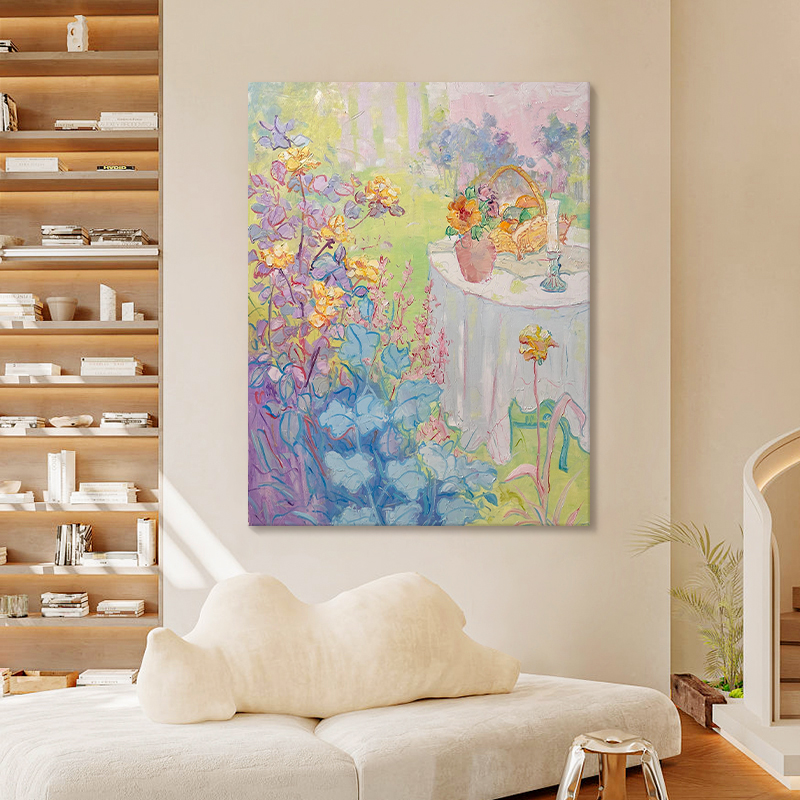 小众艺术马蒂斯纯手绘油画彩色花卉潮流装饰画客厅挂画玄关肌理画图片