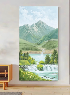 HESD.ART原创手绘油画《青山聚财》现代纯手工玄关挂画厚肌理挂画