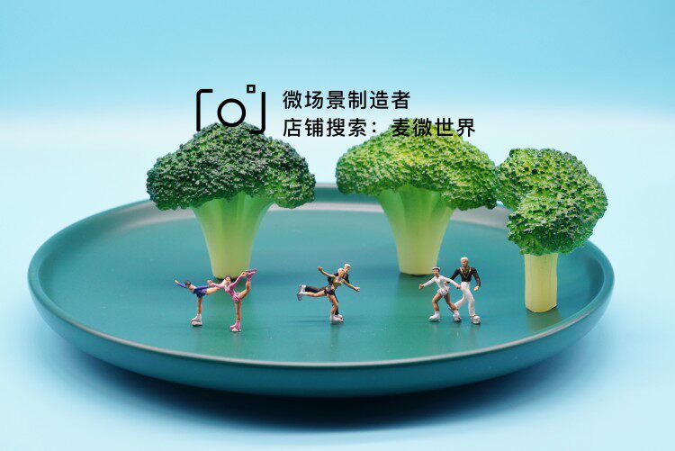 preiser花样滑冰芭蕾舞情侣微缩微距场景模型1:87HO微观小人道具