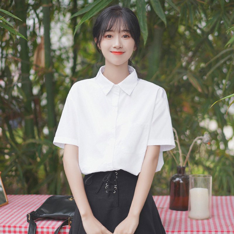 白衬衫女夏短袖jk薄款设计感大码学院风软妹上衣班服衬衣2026新款