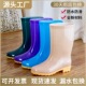 中帮防滑水靴厨房加绒雨靴工作胶鞋 女保暖专用塑料鞋 雨鞋 中筒四季