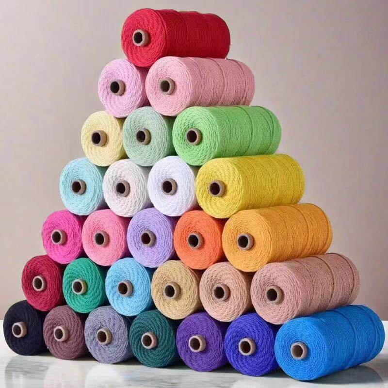 4mm彩色棉绳多股合成手提袋绳幼儿园手工挂毯家纺吊牌绳DIY棉线绳