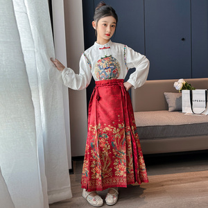 马面裙儿童2024新款古装中国风汉服唐装套装女童古风半身裙春秋款