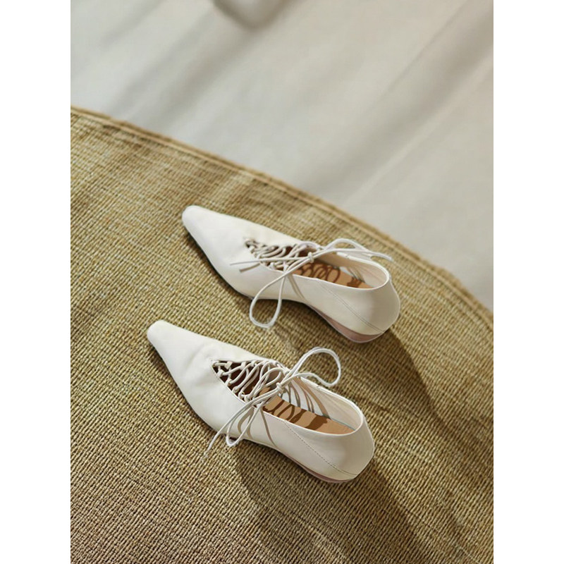 Le' Queen City walk风 意大利进口水洗马皮女巫鞋交叉绑带奶奶鞋