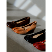 猪蹄 意大利水洗马皮tabi分趾鞋 Queen设计师原创 小众粗跟单鞋