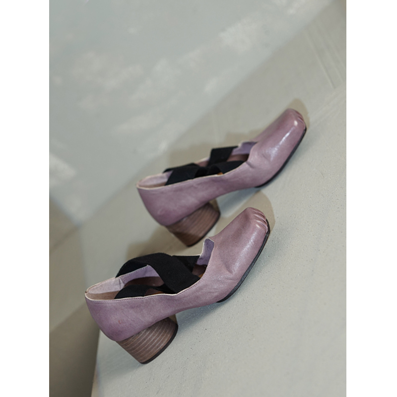 香芋紫色时尚芭蕾鞋猪鼻子单鞋