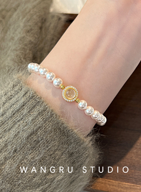 纯银施家珍珠手链女款女生轻奢小众精致高级感天然水沫玉生日礼物