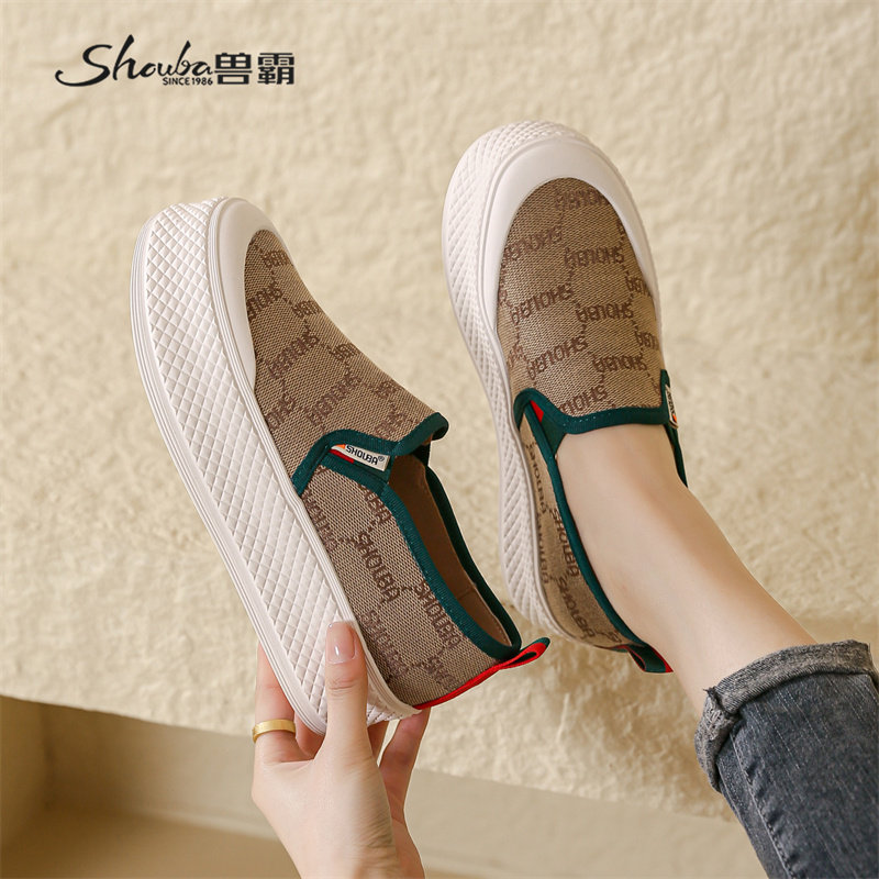 兽霸女鞋爆款休闲一脚蹬乐福鞋2025春季新款厚底松糕布鞋不系鞋带,女鞋,时尚休闲鞋,淘宝优惠券,粉丝福利购,淘宝优惠卷