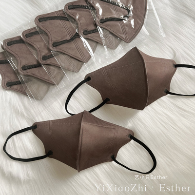 纯咖啡卡其深棕褐色3d口罩巧克力可可色透气成人高级独立包装Mask