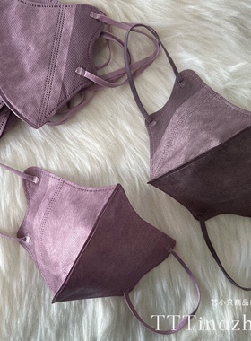 玫瑰紫色3d立体口罩暗紫色成人一次性透气两层显瘦高级感高颜值