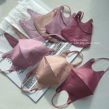 2026复古纯玫瑰粉紫色3d立体口罩彩色一次性独立高颜时尚显白脸小