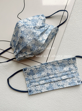 香港复古印花口罩彩色澳门豹纹一次性三层透气独立包装高级高颜值