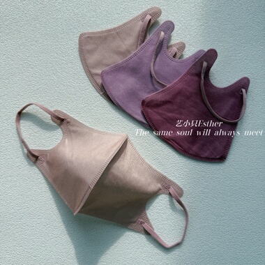 复古玫瑰粉紫色3d立体口罩纯彩色一次性透气独立高颜时尚显白新品