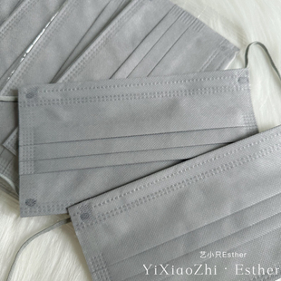 纯积雨云灰色口罩纯雾霾复古灰色一次性三层透气薄款独立高级颜值