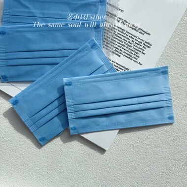 复古纯雾霾浅蓝色口罩天蓝色一次性独立透气高级颜值质感显白时尚