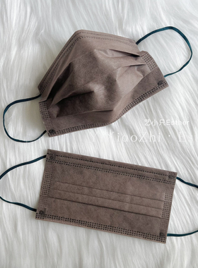 香港同款咖啡深棕墨绿色耳绳口罩复古雾面成人一次性透气高级颜值