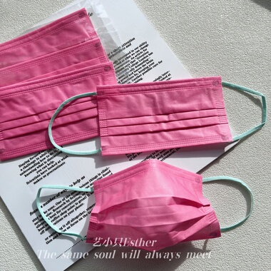 2026新品香港荧光粉色口罩纯色一次性时尚高颜值质感成人显白透气