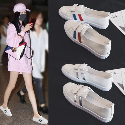夏季新款透气学生一脚蹬小白鞋