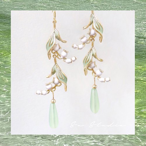 青绿国风耳环幸福归来铃兰首饰