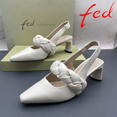 fed 艾芙伊迪撤柜处理羊皮女鞋 粗跟高跟尖头包头后空时尚 正品 凉鞋