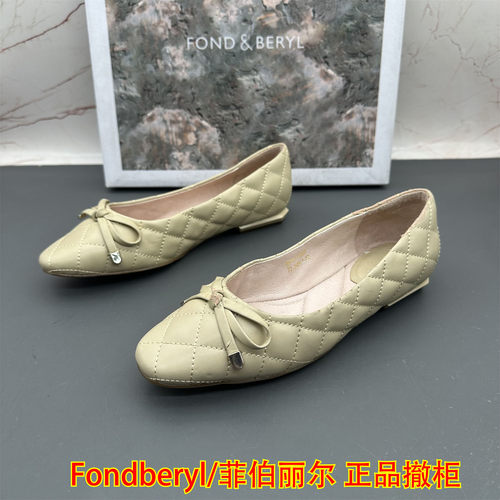 35码Fondberyl/菲伯丽尔撤柜断码女鞋浅口平跟防滑圆头时尚单鞋